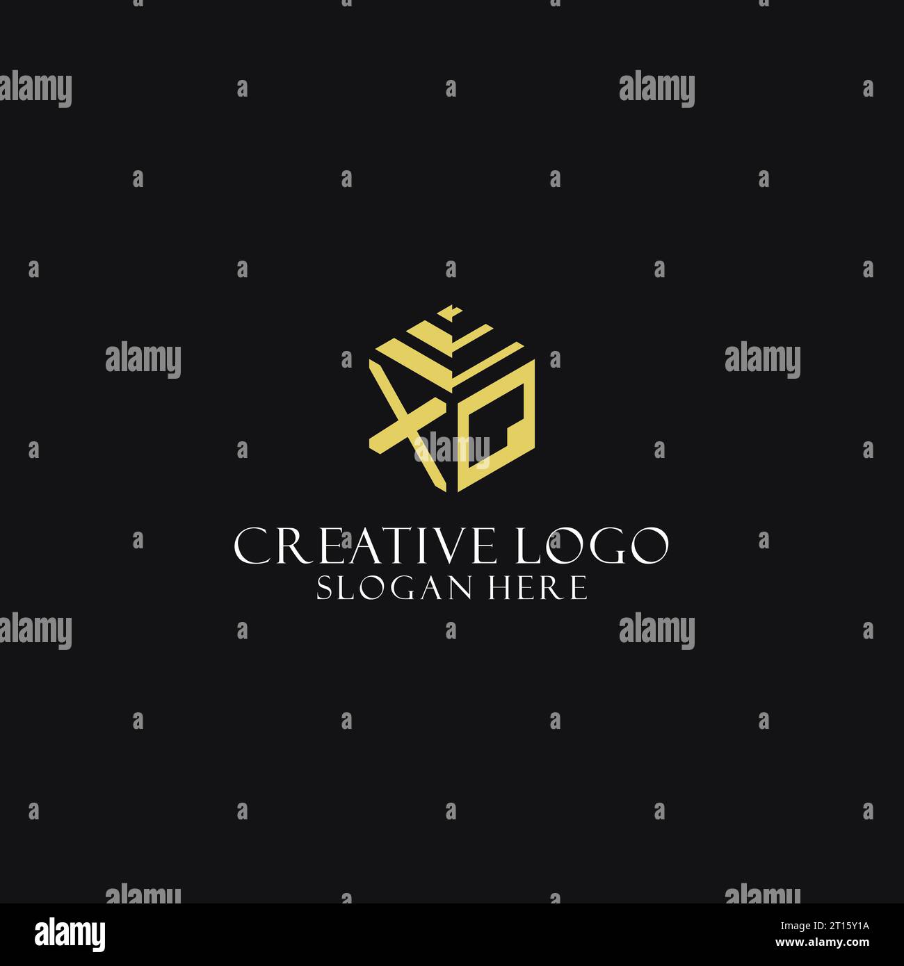 XQ initial monogram with hexagon shape logo, creative geometric logo ...