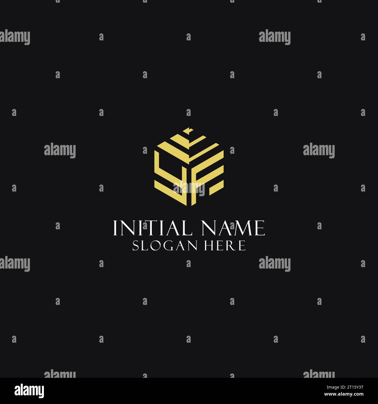 YF initial monogram with hexagon shape logo, creative geometric logo ...