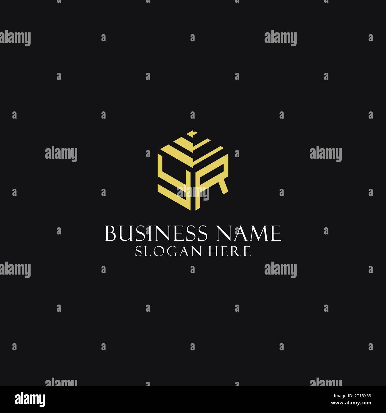YR initial monogram with hexagon shape logo, creative geometric logo ...