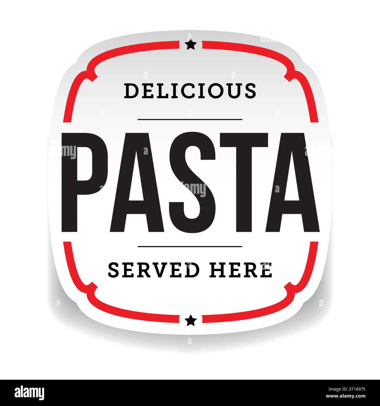 Delicious Pasta Served here vintage label Stock Vector