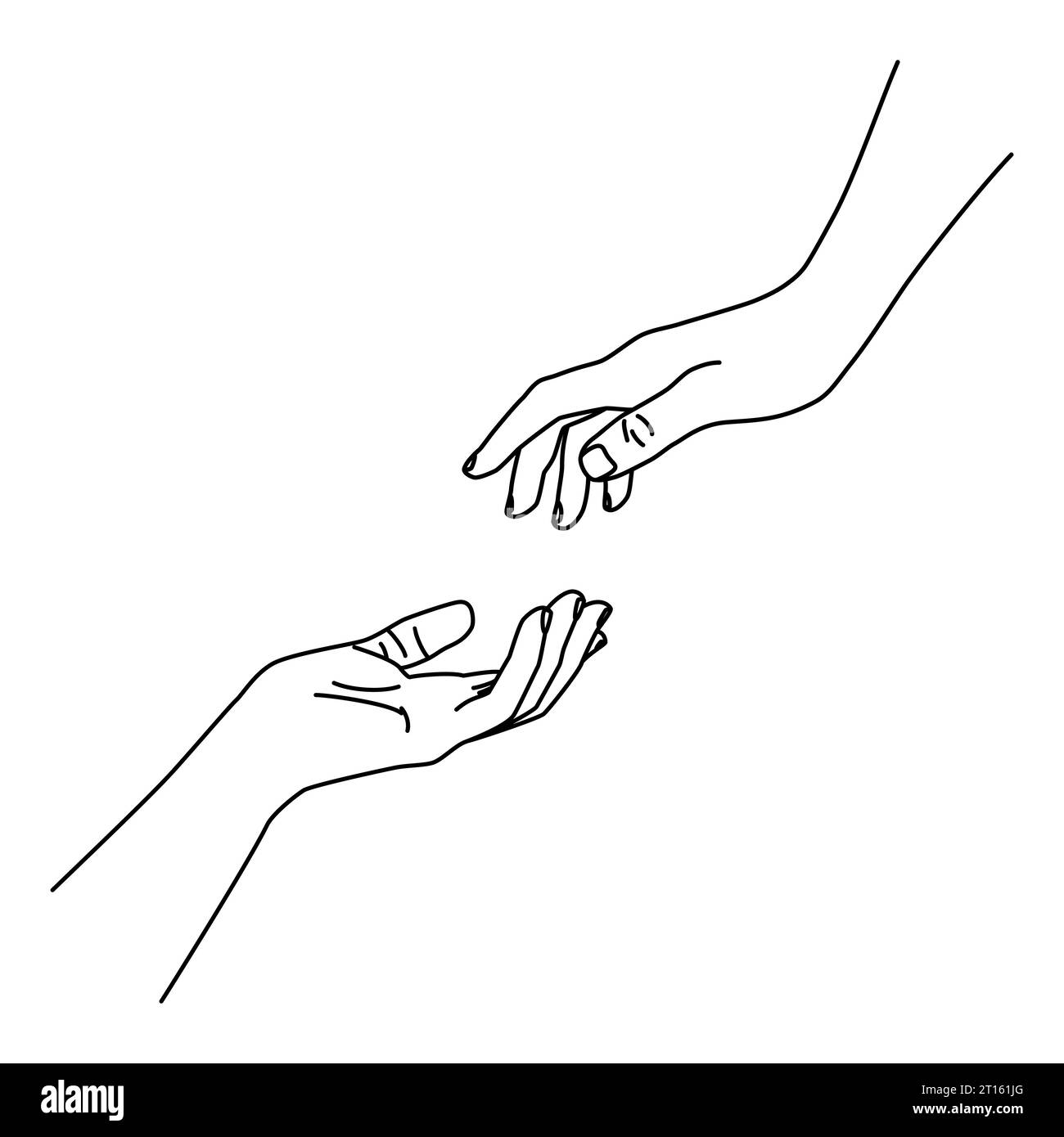 Hand drawn outline lineart hand doodle. Holding and giving gesture ...