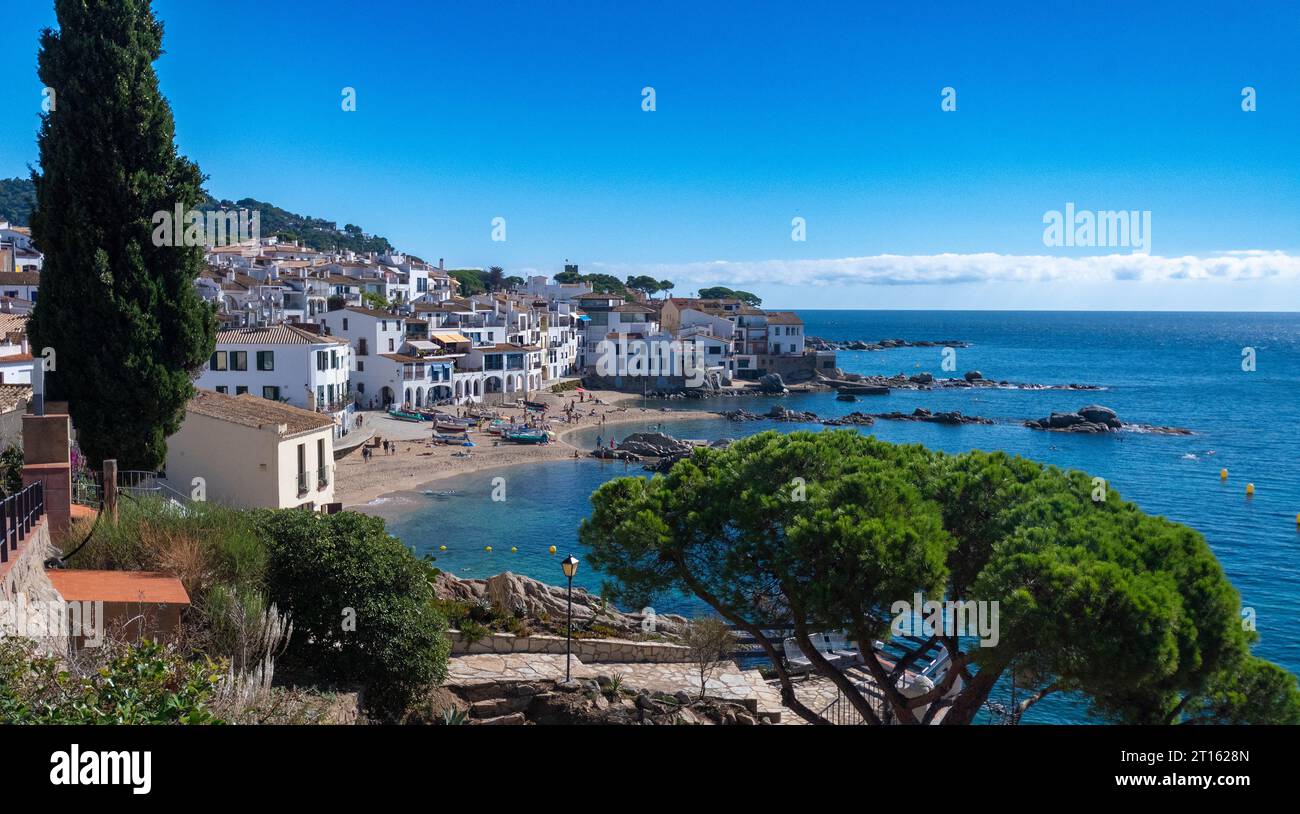 One of the beaches of Calella de Palafrugell.The town's origin is that of a fishing village and Port Bo inthe old maritime quarter is a cultural asset Stock Photo