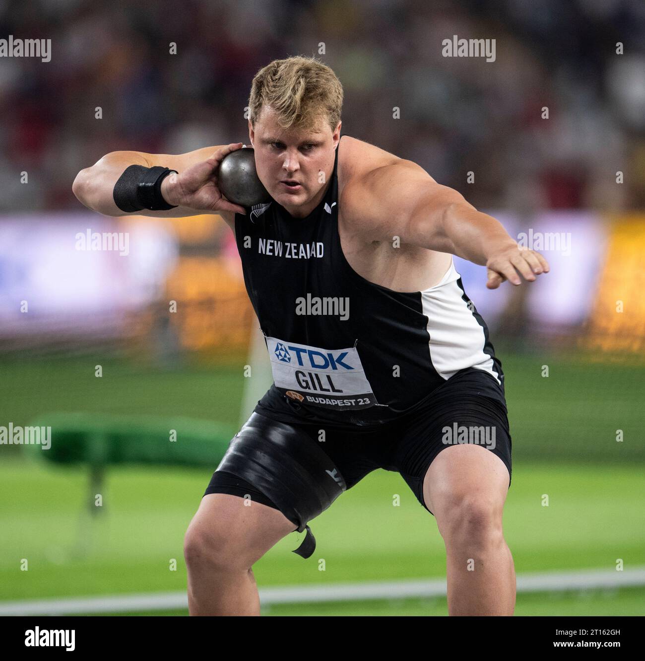 Jacko Gill of New Zealand competing in the men’s shot put final at the