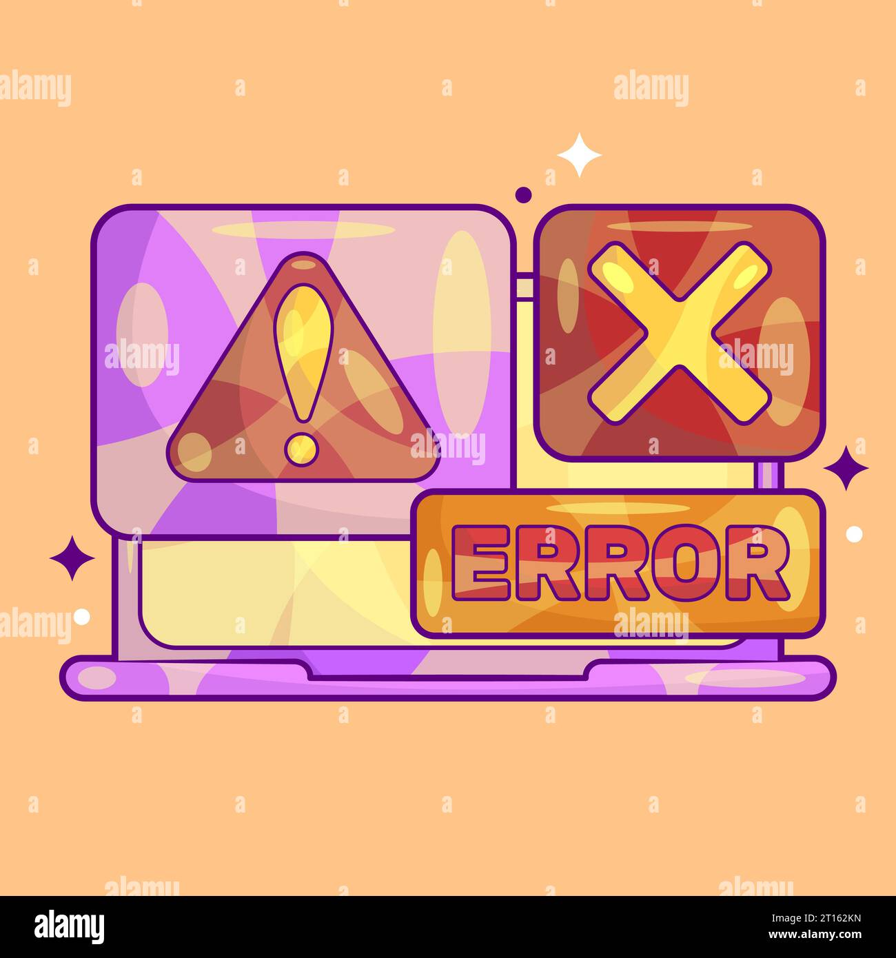 Laptop with System Error Screen Concept Vector Stock Photo