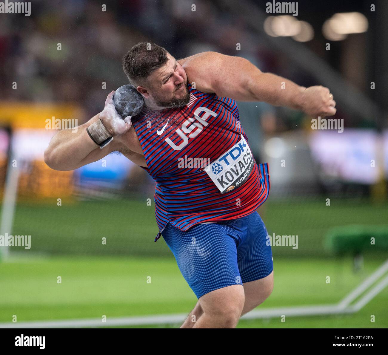 Joe Kovacs of the USA competing in the men’s shot put final at the