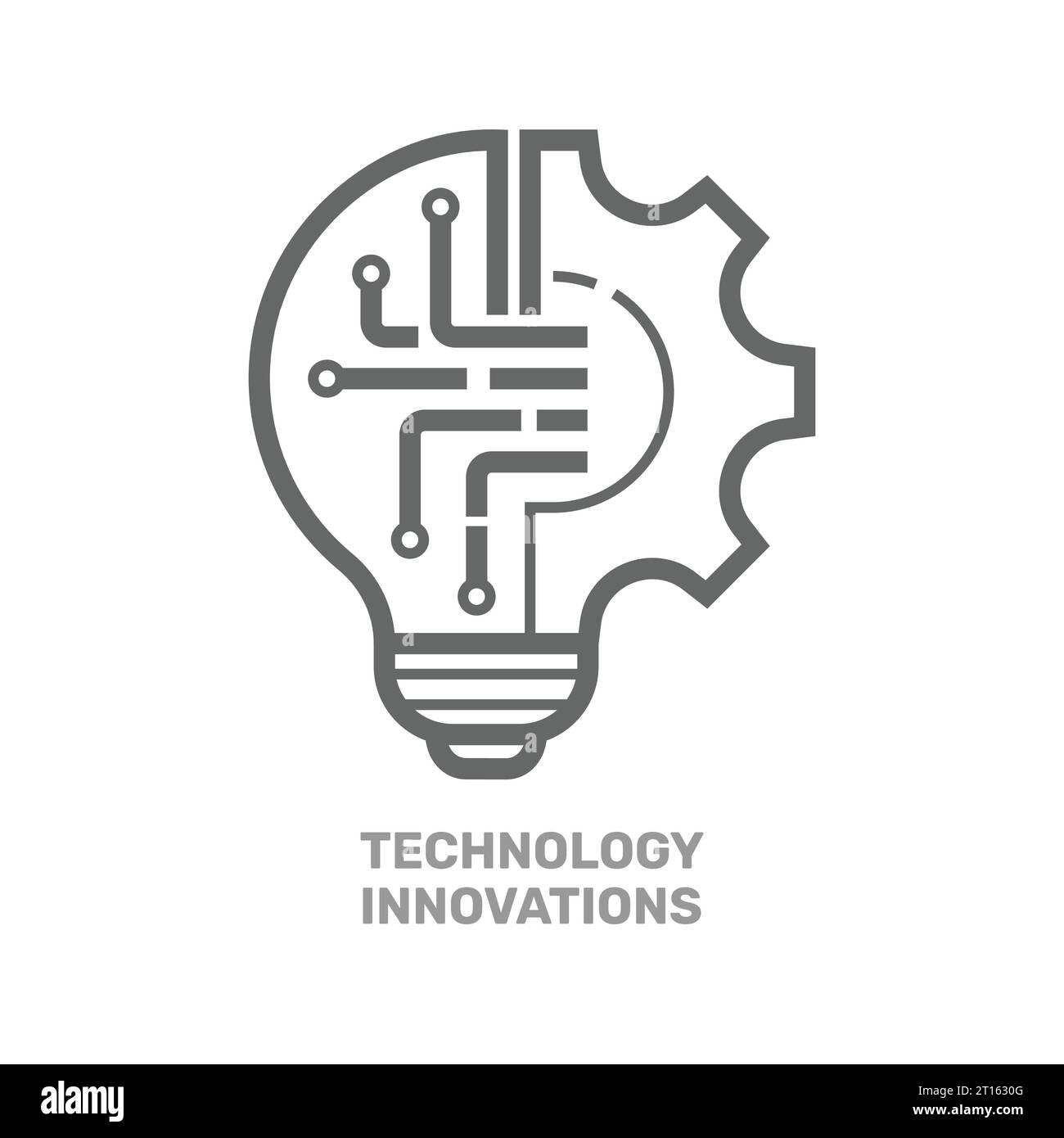 Innovation Technology icon. Light bulb and cog inside, innovation symbol. Vector illustration. EPS 10 Stock Vector