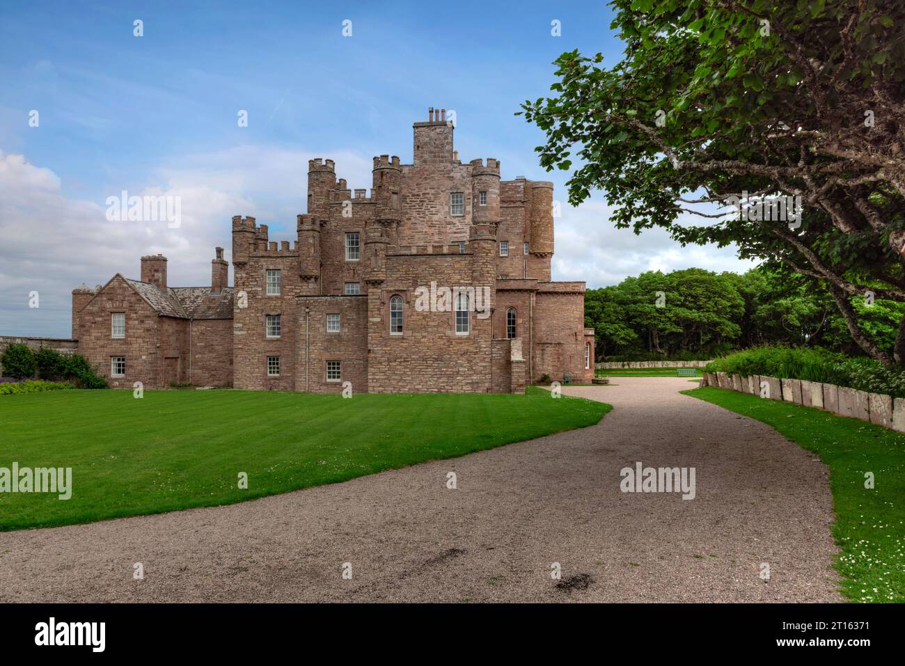 The royal castle of Mey which belonged to the late Queen Mother near Thurso, Caithness, Scotland. Stock Photo