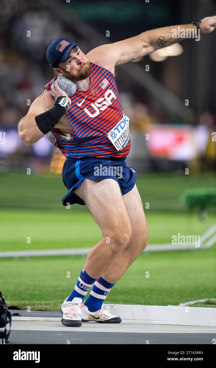 Payton Otterdahl of the USA competing in the men’s shot put final at