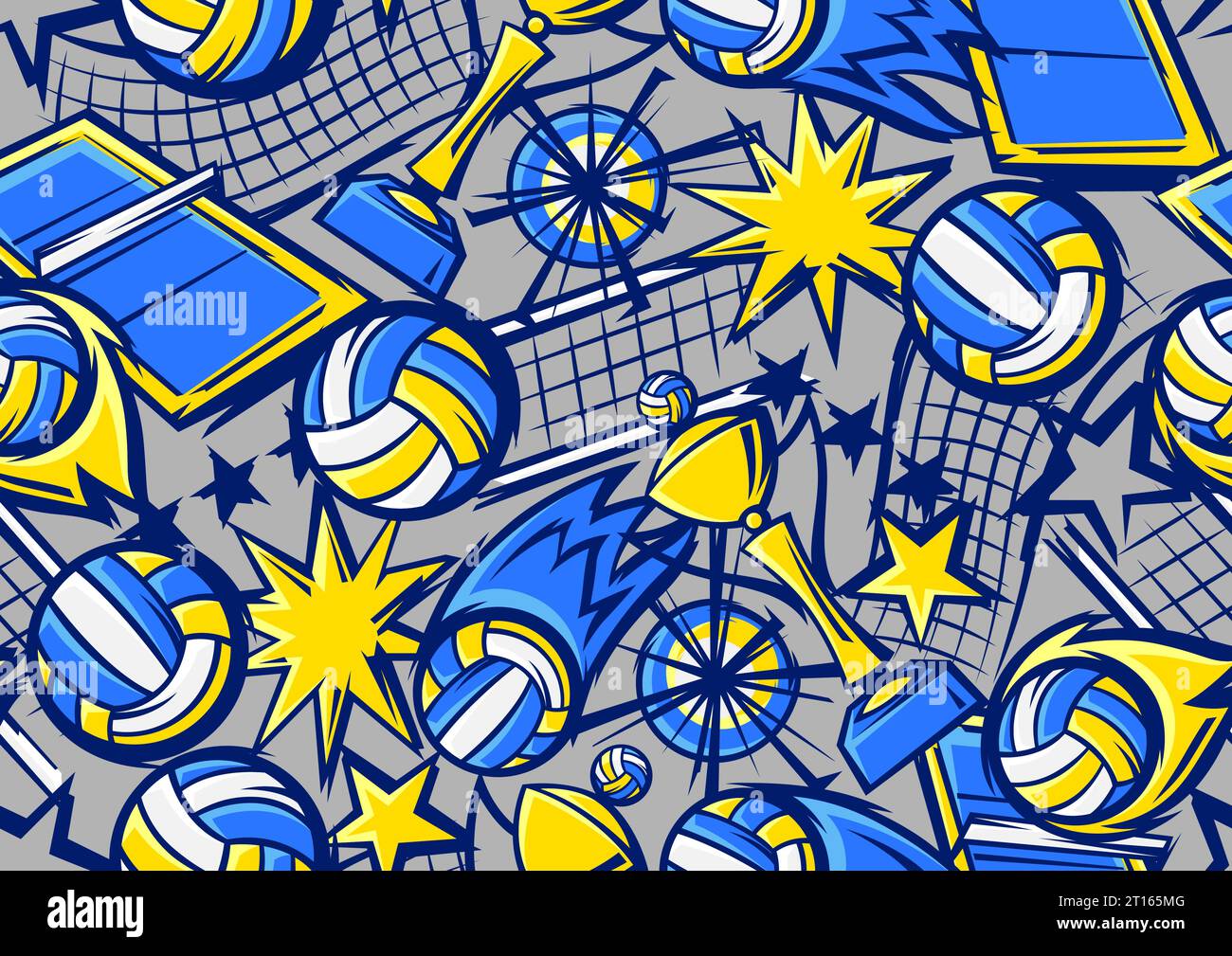 Pattern with volleyball items. Sport club illustration Stock Vector ...