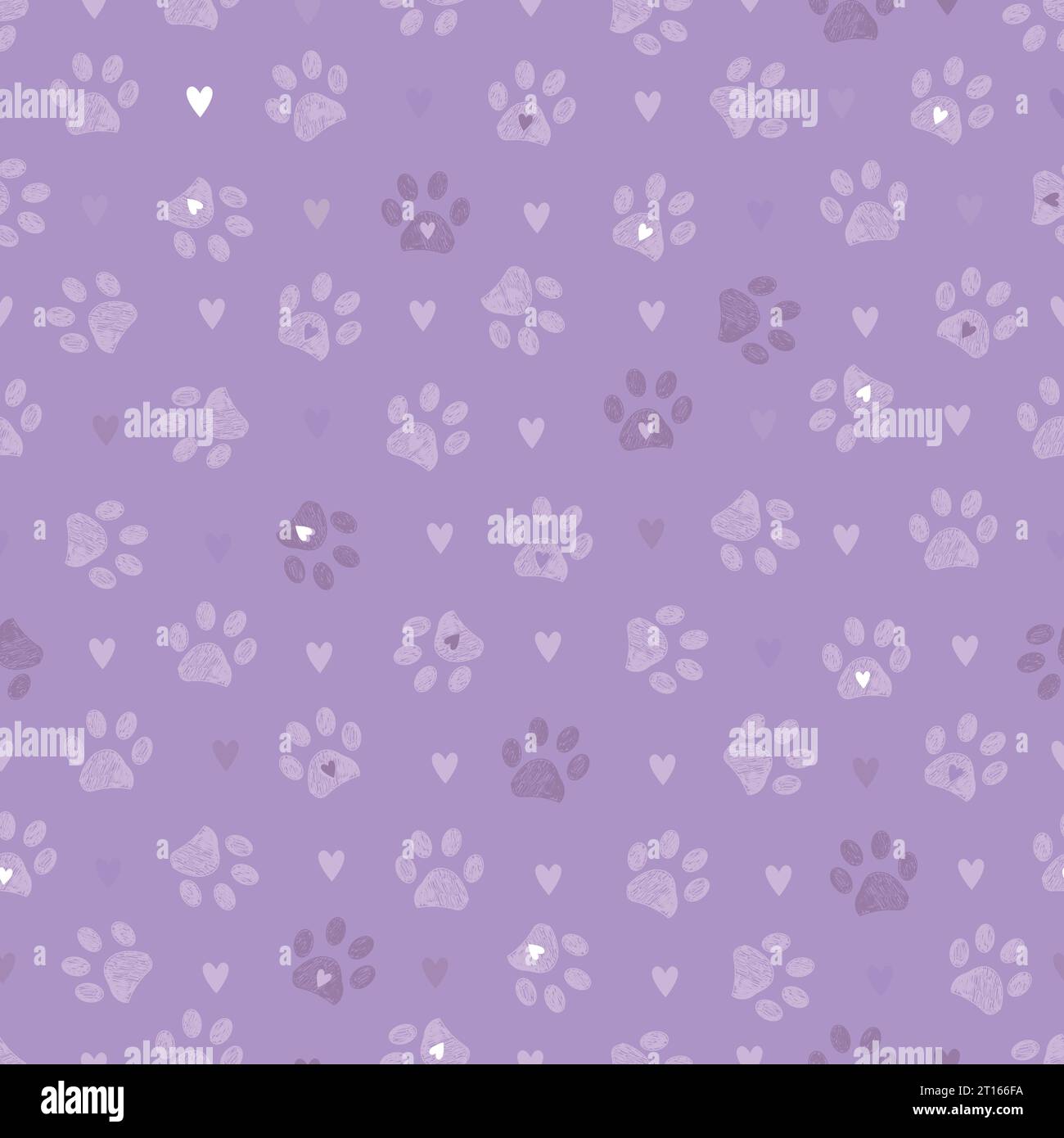 Lilac colored paw prints seamless pattern Stock Vector