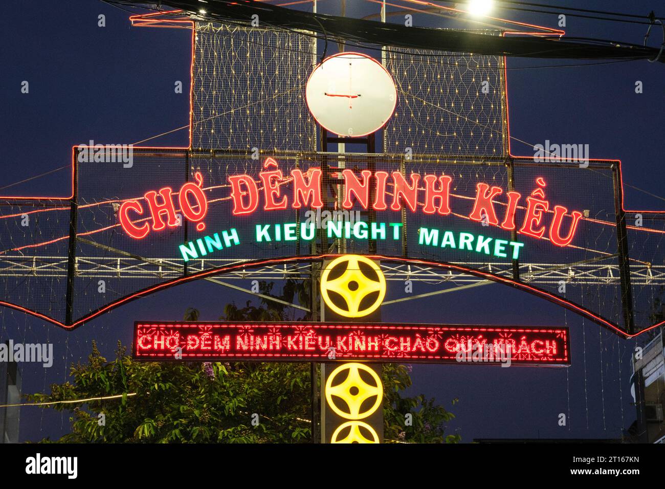 Can Tho, Vietnam.Night Market Sign. Stock Photo