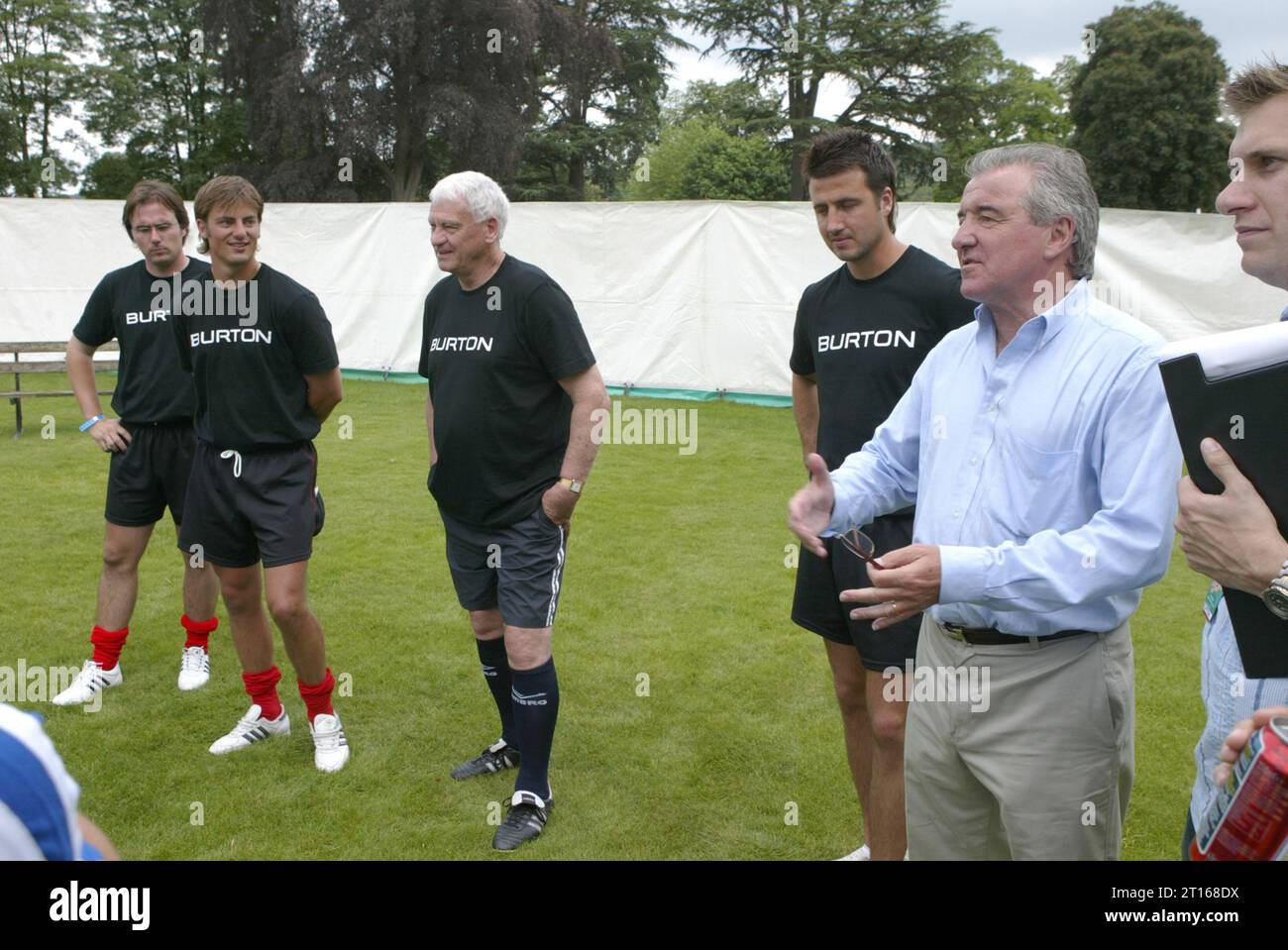 Bobby Robson and Terry Venables at Burton company football tournament at Bisham Abbey training ground Stock Photo