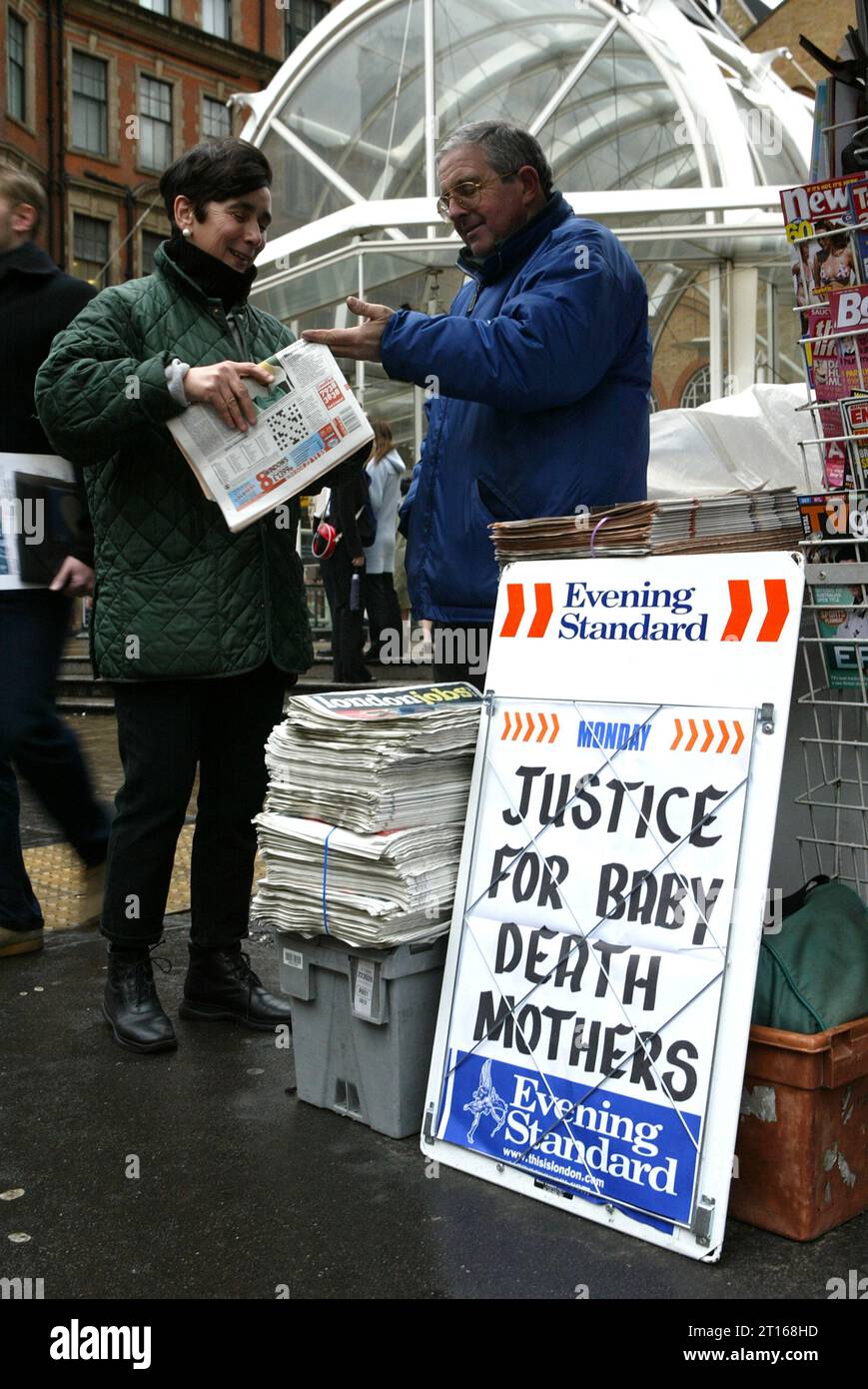 Evening Standard newspaper stand in London in 2004 Stock Photo