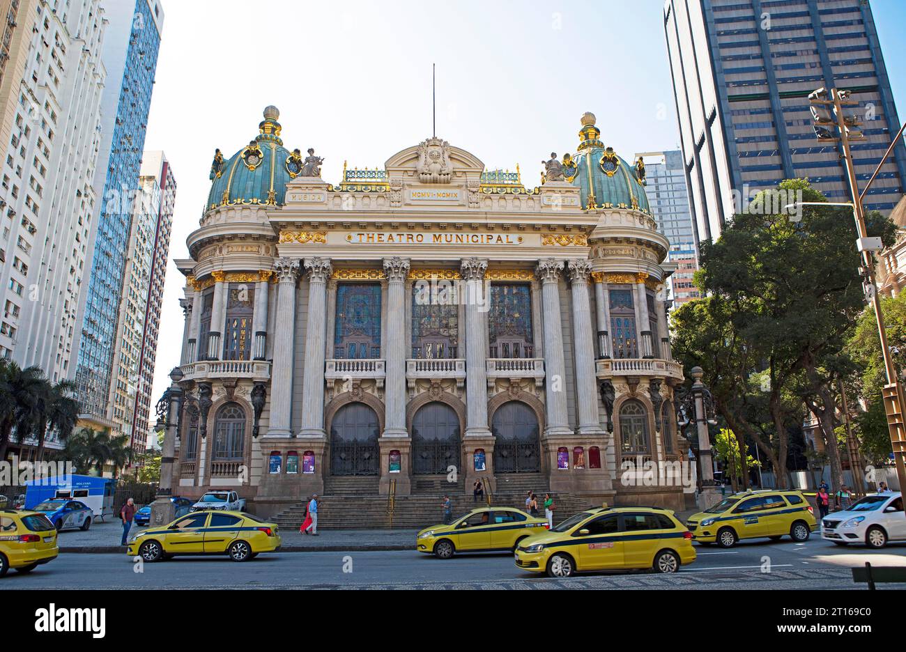 Theatro Municipal or Municipal Theatre at Praca Floriano or Cinelandia, Old Town, Rio de Janeiro, State of Rio de Janeiro, Brazil Stock Photo