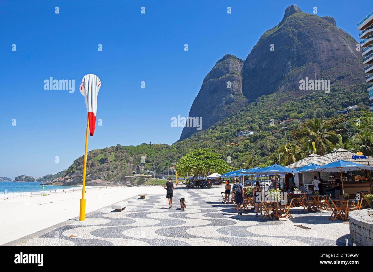 Beach promenade at Praia de Sao Conrado, Rio de Janeiro, State of Rio de Janeiro, Brazil Stock Photo