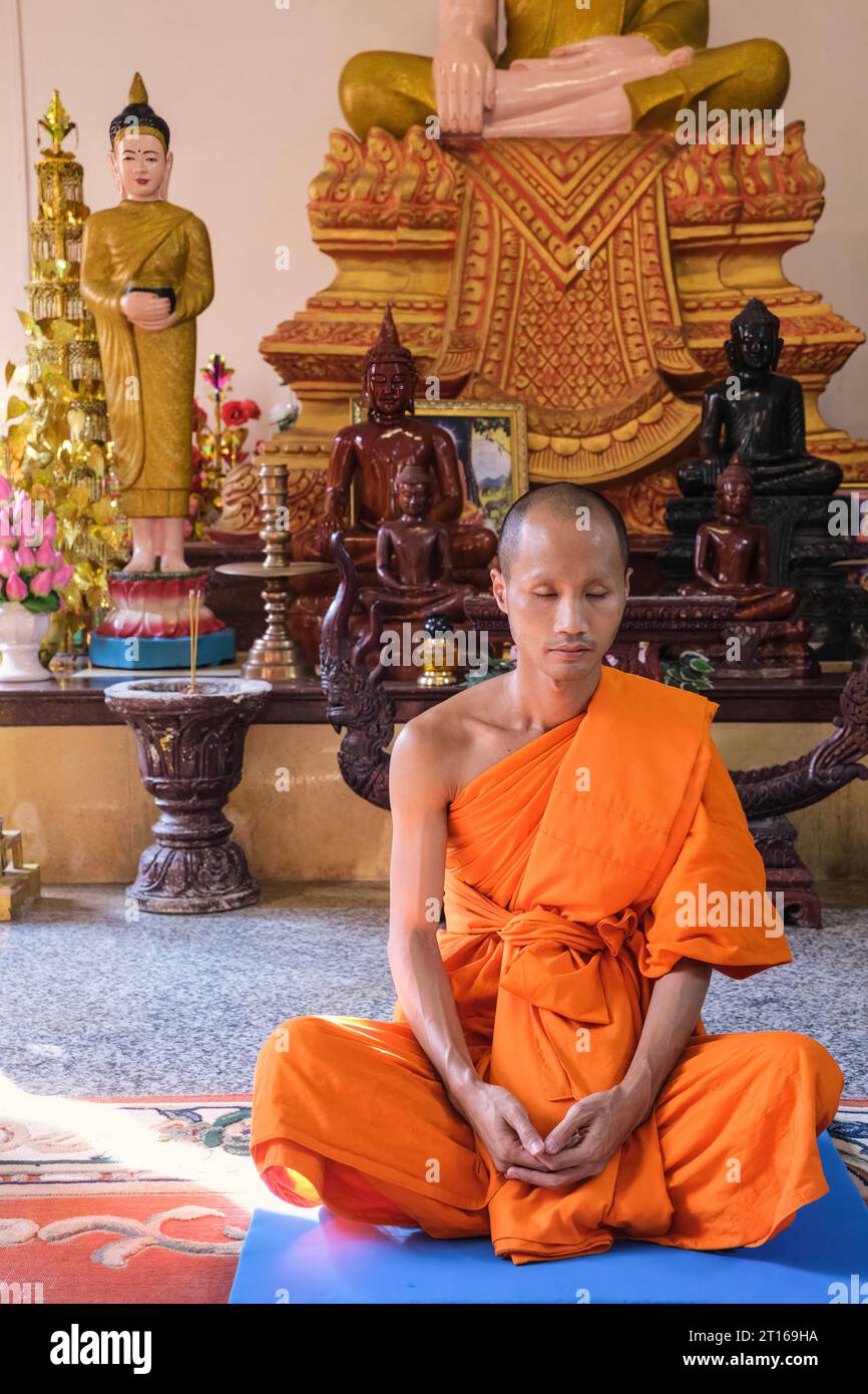 Can Tho, Vietnam. Buddhist Khmer Monk Meditating, Munirensay Buddhist