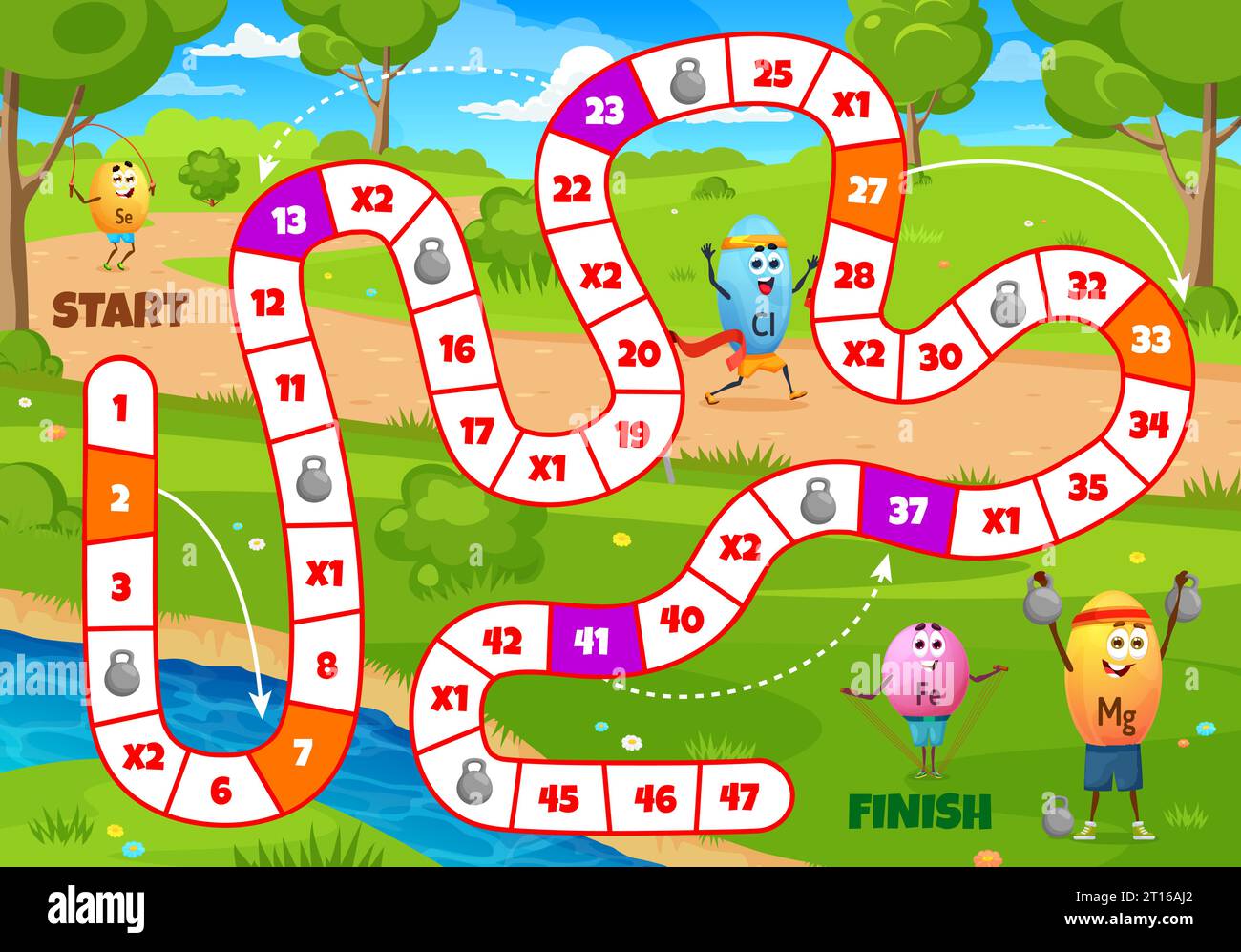 Vector Racing Game Worksheet Board game race track Stock Vector Images - Alamy