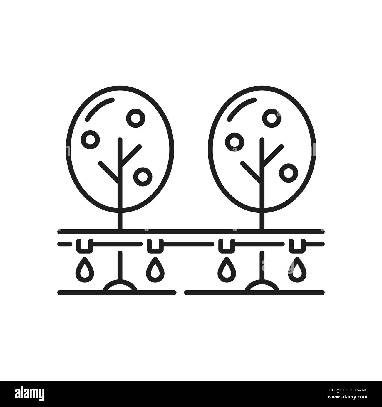 Farm garden drip irrigation system icon. Agriculture drip water watering equipment, gardening sprinkling or farm irrigation automatic system minimal vector icon. Field aquaponics technology pictogram Stock Vector