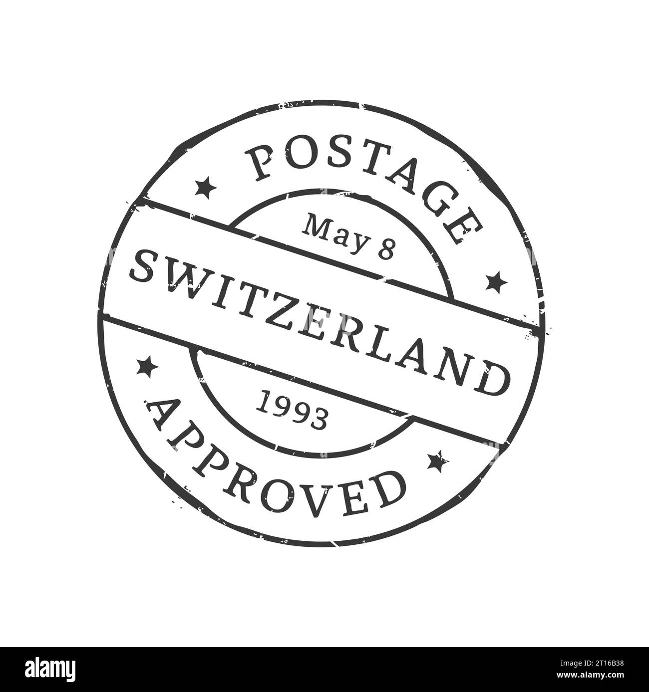 Switzerland postage and postal stamp. European country mail delivery service seal, post departure country or region circle vector imprint, letter envelope or postcard Switzerland vintage ink stamp Stock Vector