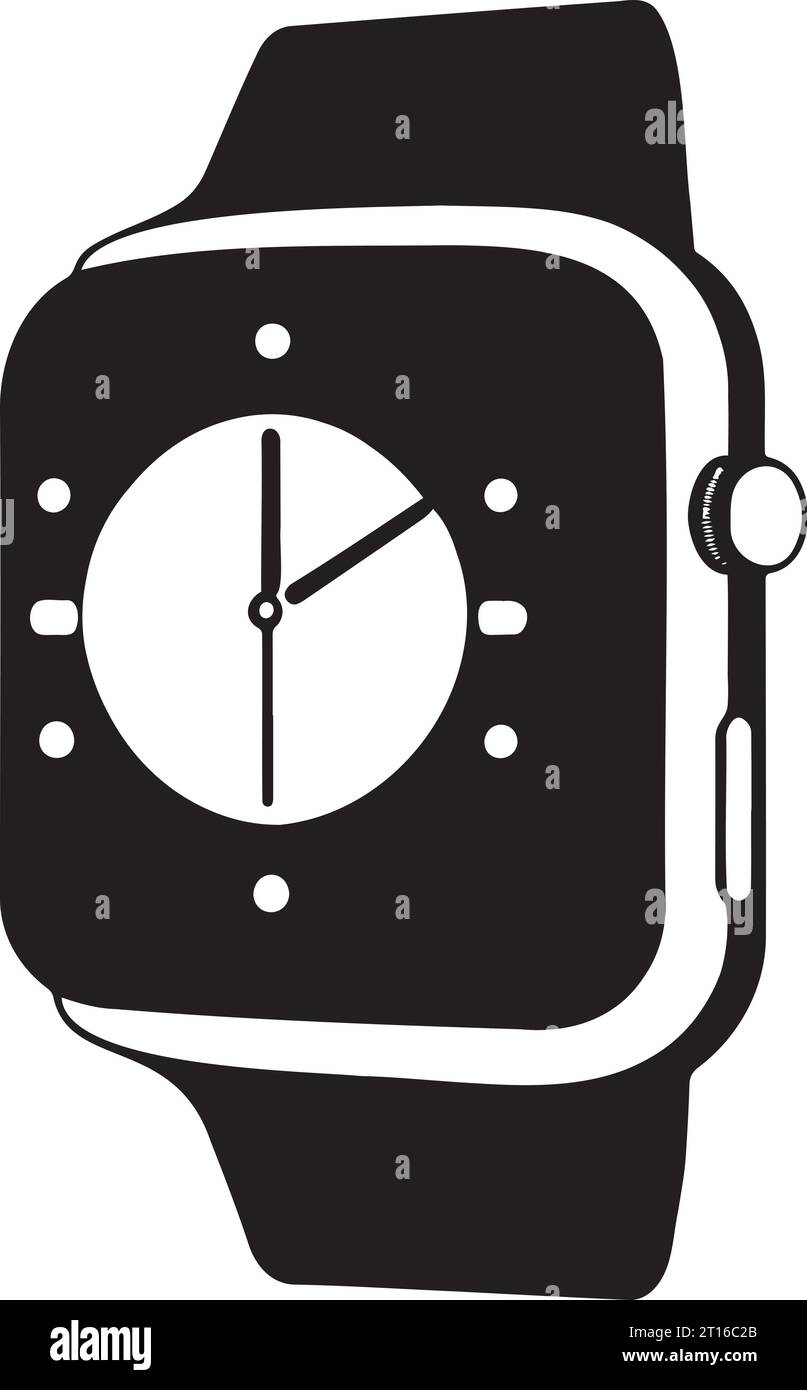 Smart Watch Black And White Illustration Vector Stock Vector Image