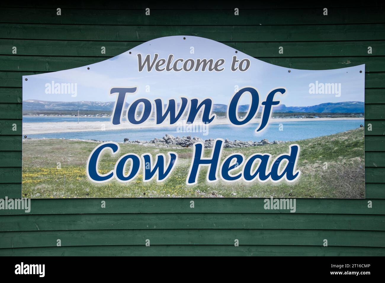 to the town of Cow Head sign in Newfoundland & Labrador, Canada Stock Photo Alamy