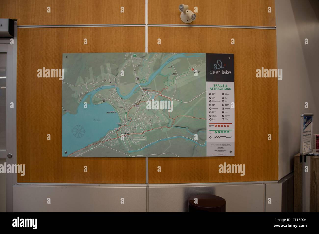 Map of Deer Lake showing attractions inside Deer Lake regional airport