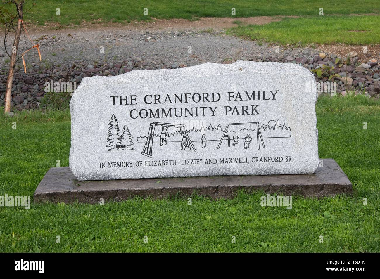 Cranford Family community park sign in New Harbour, Newfoundland & Labrador, Canada Stock Photo