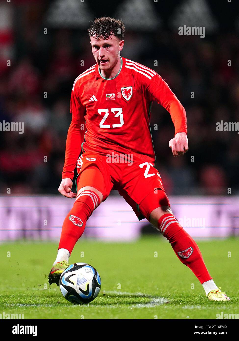 Wales' Nathan Broadhead in action during an international friendly match at the SToK Racecourse