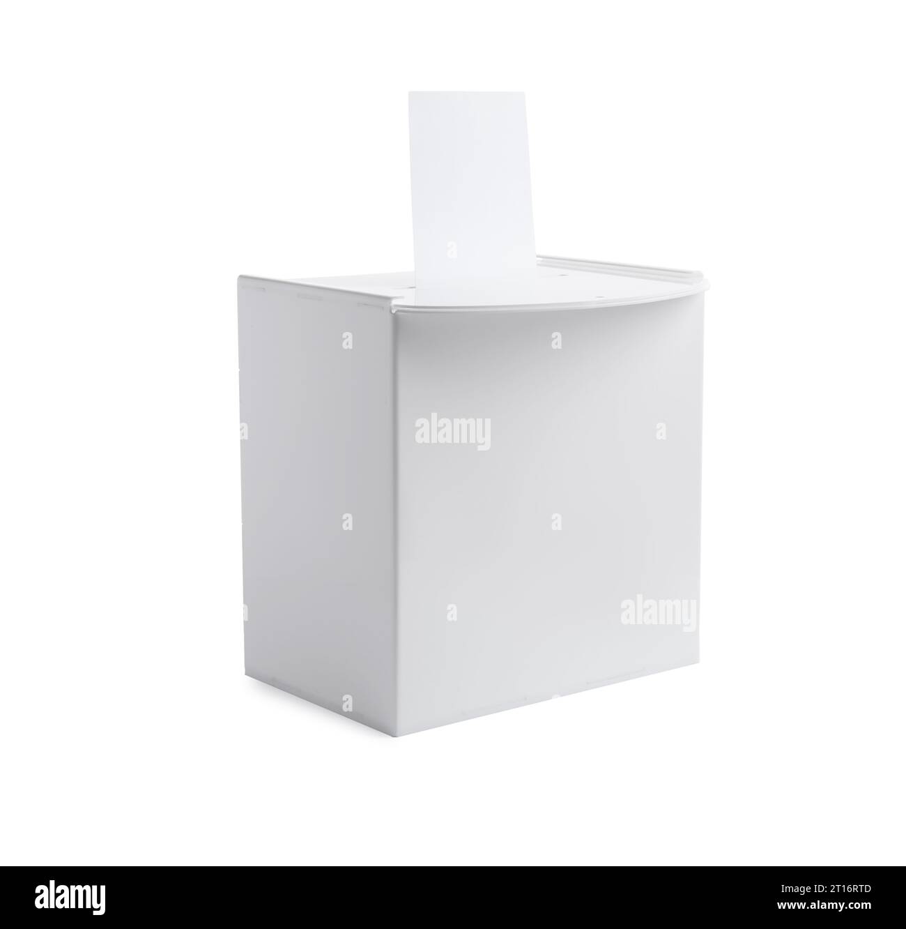Ballot box with vote isolated on white. Election time Stock Photo - Alamy