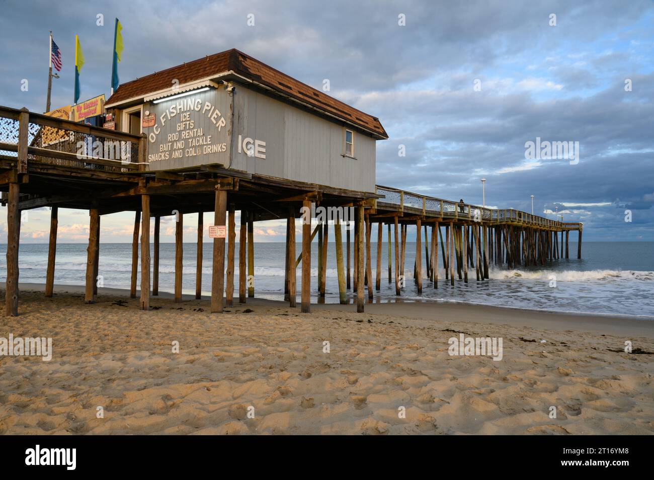 The Pier at Ocean City, Maryland, USA at sunset during late fall. Stock Photo