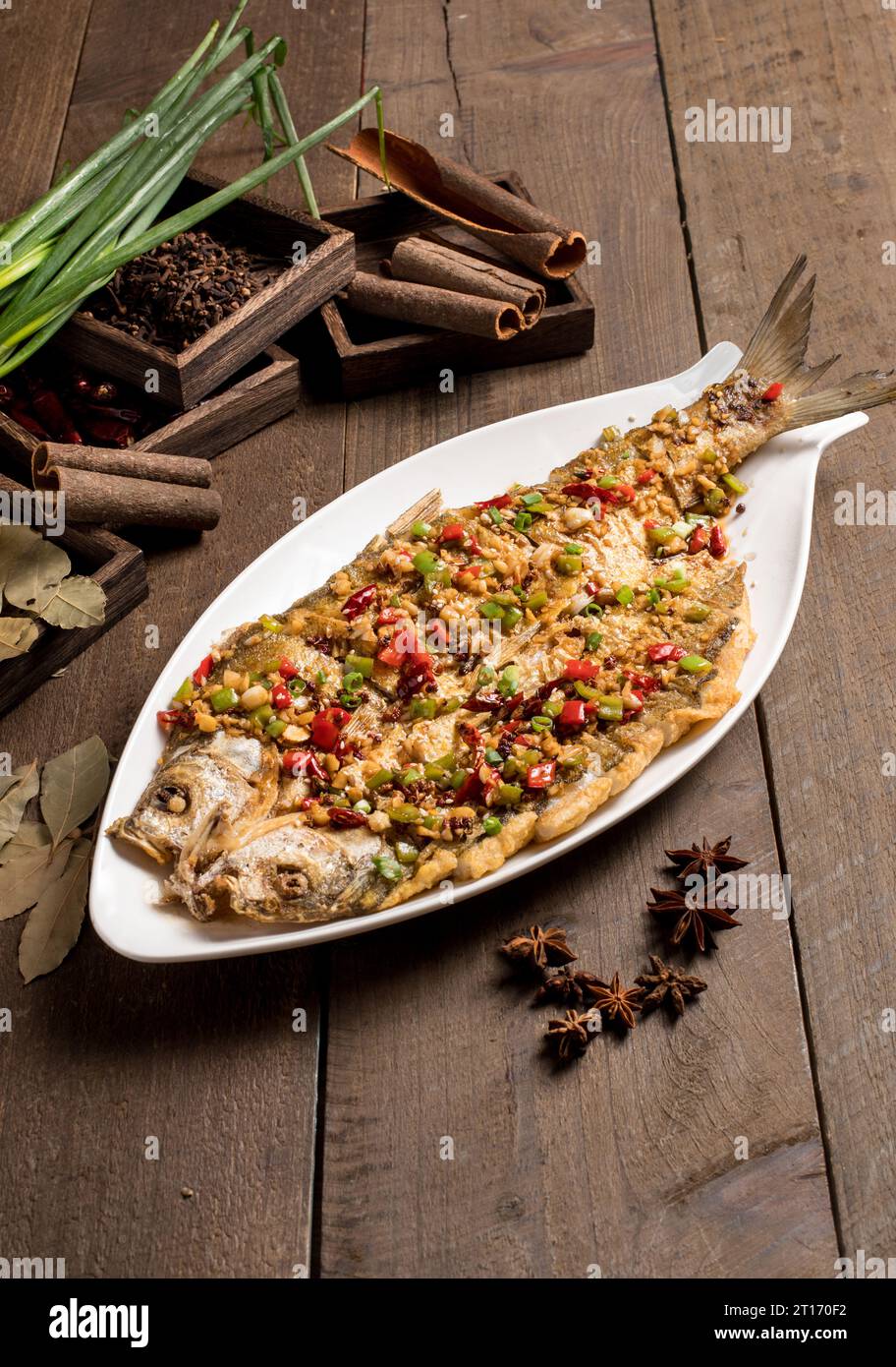 PanFried Topmouth culter fish, PanFried white fish Stock Photo Alamy