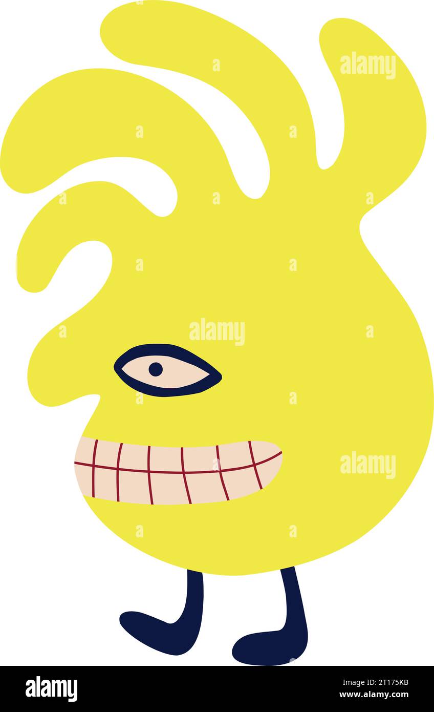 Red funny character baby monster with funny smile face. Illustration in a modern childish hand-drawn style Stock Vector