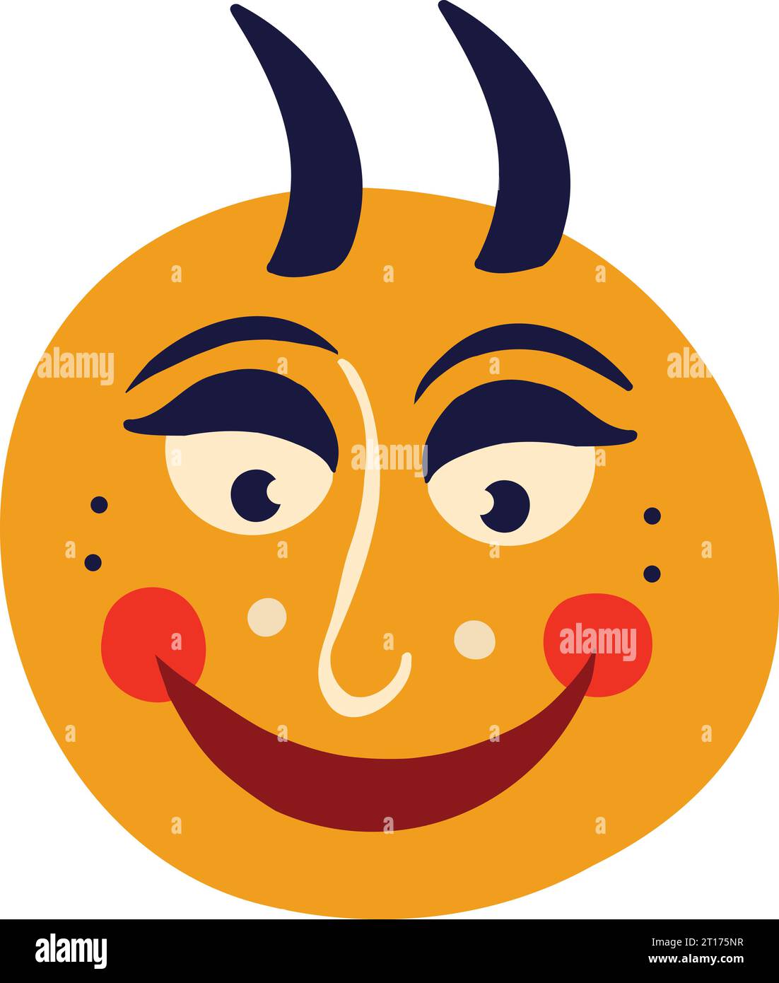 Yellow funny character monster with funny smile face and legs and hands. Illustration in a modern childish hand-drawn style Stock Vector