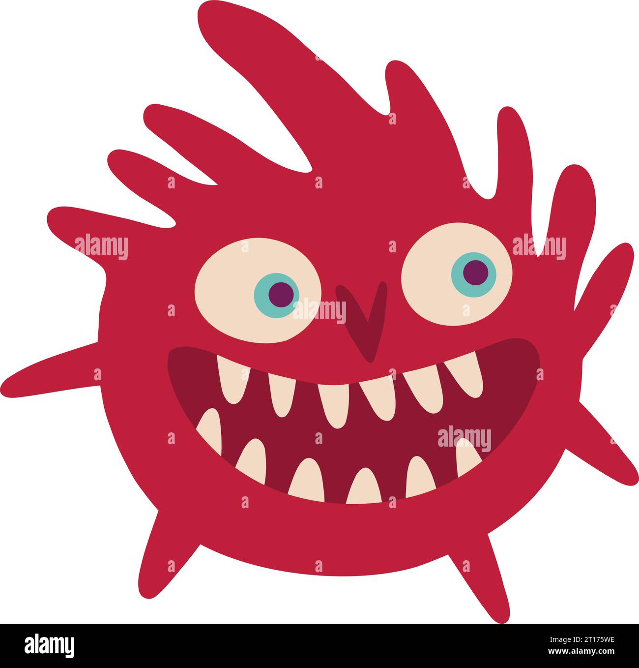 Cute funny character monster with funny smile face. Illustration in a modern childish hand-drawn style Stock Vector
