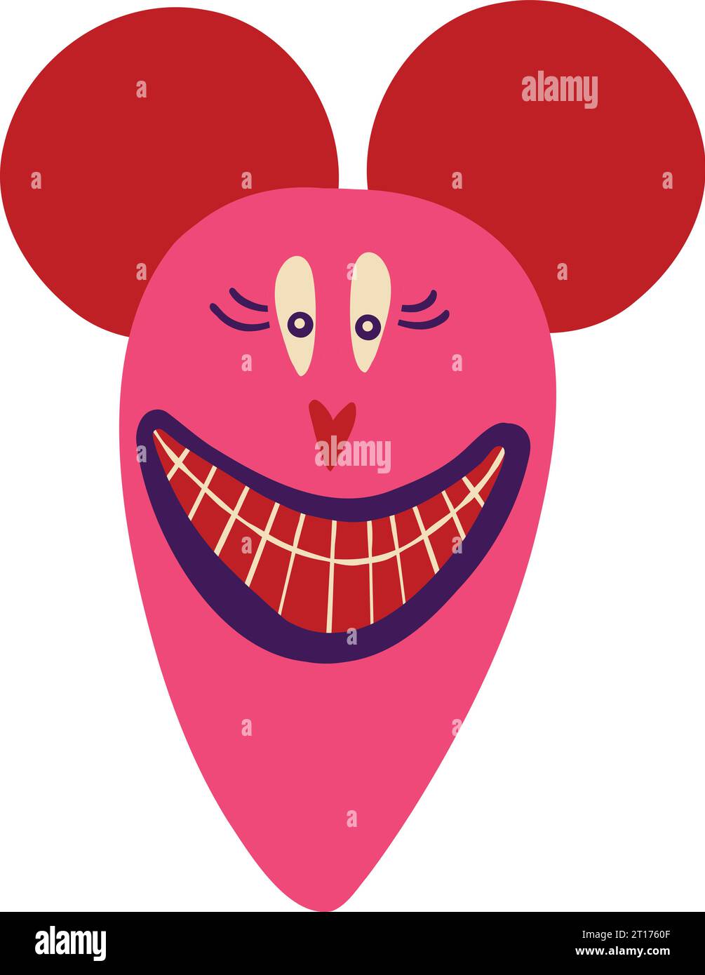 Cute funny character monster mouse with funny smile face. Illustration in a modern childish hand-drawn style Stock Vector