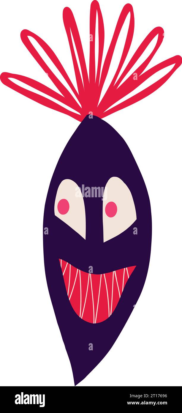 Cute funny character baby monster with funny smile face. Illustration in a modern childish hand-drawn style Stock Vector
