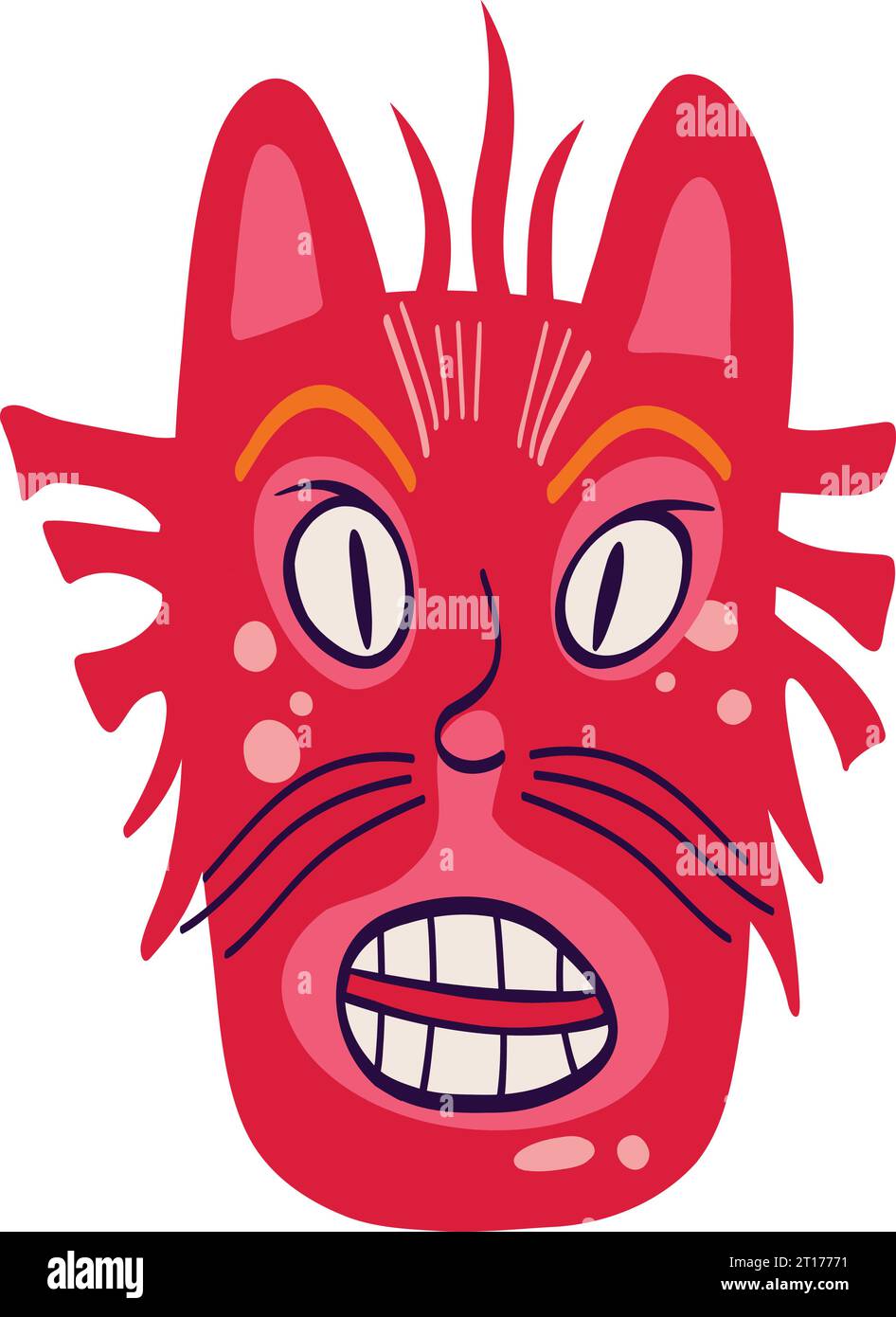 little pink monster with strange creepy face. Halloween character in modern cartoon style Stock Vector