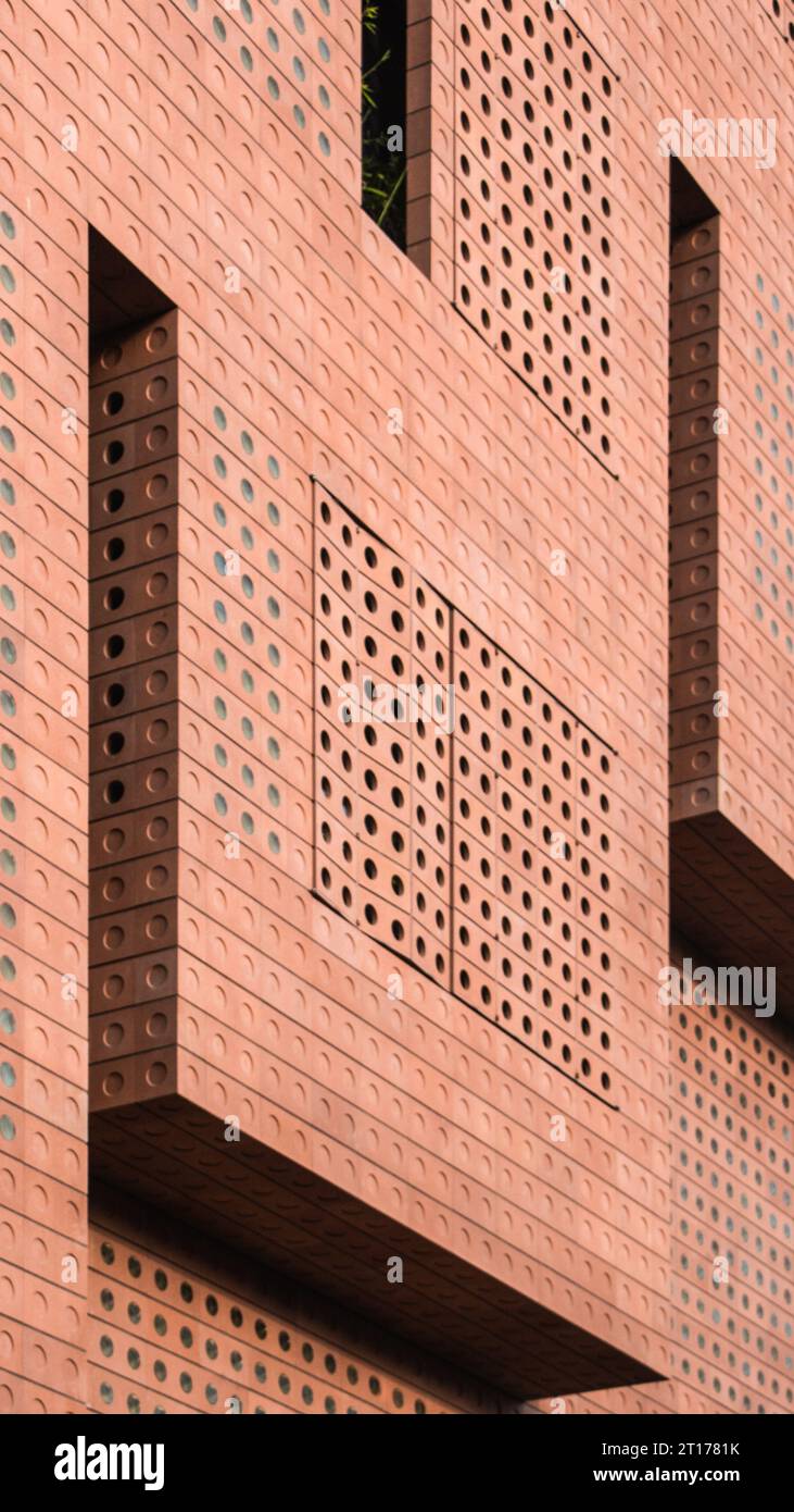 Abstract pattern of a modern brick building facade Stock Photo