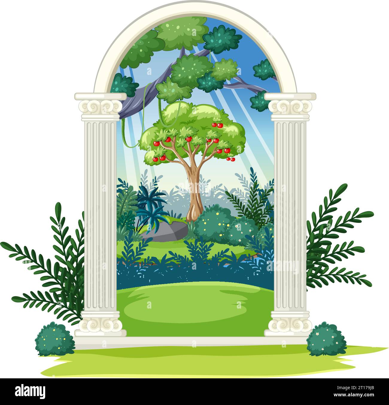 A Vibrant And Whimsical Illustration Of The Garden Of Eden Stock Vector Image And Art Alamy 5158
