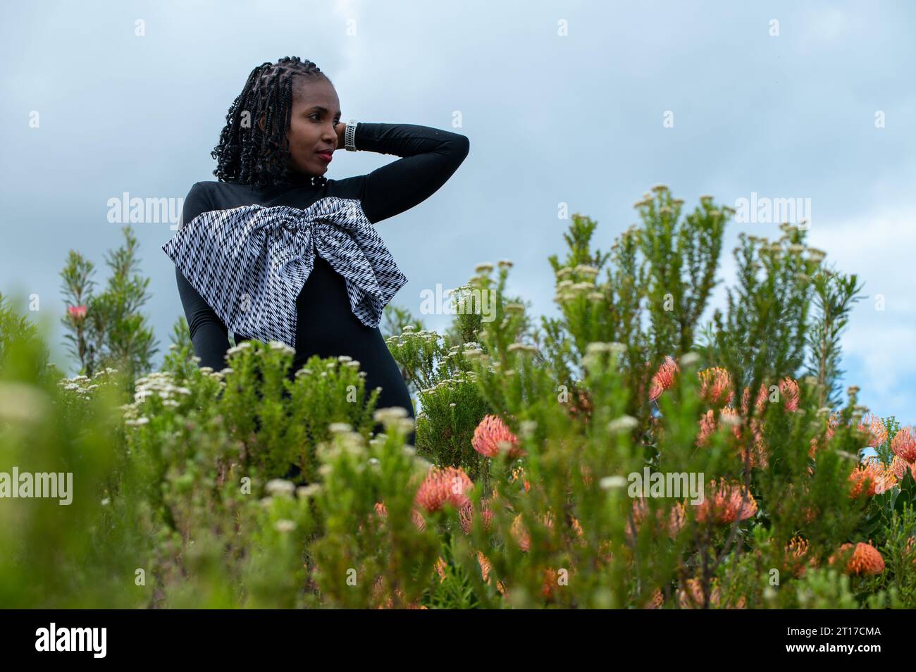 Woman seen standing in nature Stock Photo