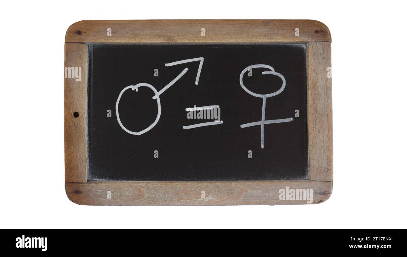man woman symbol registered on a slate on a white background Stock ...