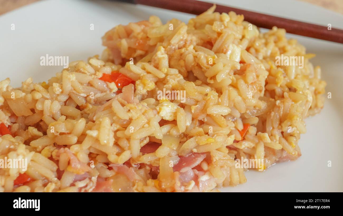 Fried rice with dry ham Stock Photo - Alamy