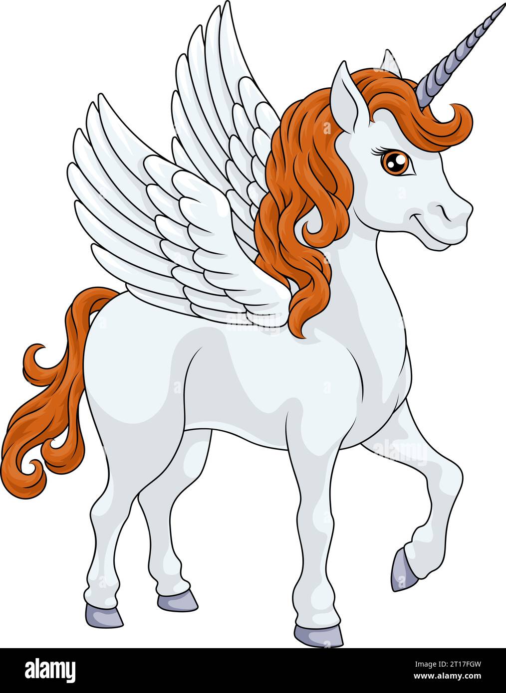 Unicorn Pegasus Wings Horn Horse Animal Cartoon Stock Vector Image