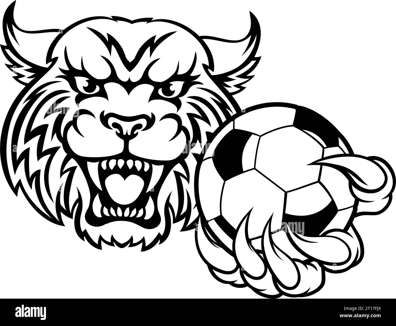 Wildcat Bobcat Cat Cougar Soccer Football Mascot Stock Vector
