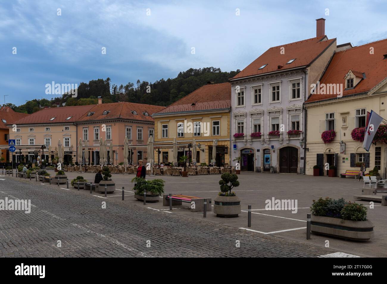 Samobor is a city in Zagreb County and it is part of the Zagreb metropolitan area. It is a picturesque town with beautiful cobblestone streets and his Stock Photo