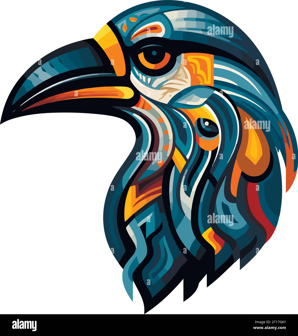 Vector Ornamental Ancient Raven Crow Illustration Abstract Historical Mythology Bird Head Logo 9189