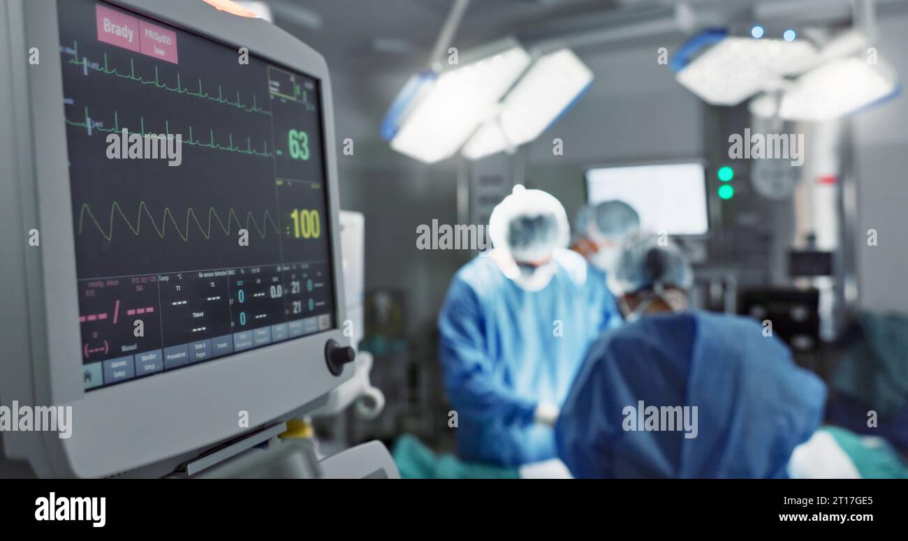 ECG, screen and machine for cardiology in surgery, operation theater or