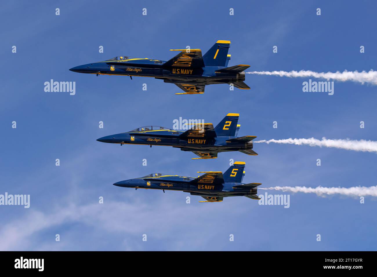 McDonnell Douglas F/A 18 Hornet of the US Navy's demonstration team The Blue Angels Stock Photo