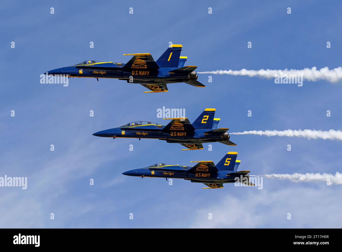 McDonnell Douglas F/A 18 Hornet of the US Navy's demonstration team The Blue Angels Stock Photo