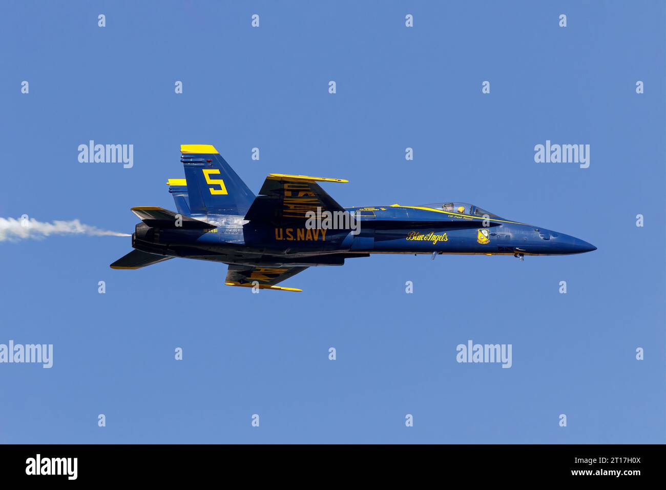 McDonnell Douglas F/A 18 Hornet of the US Navy's demonstration team The Blue Angels Stock Photo